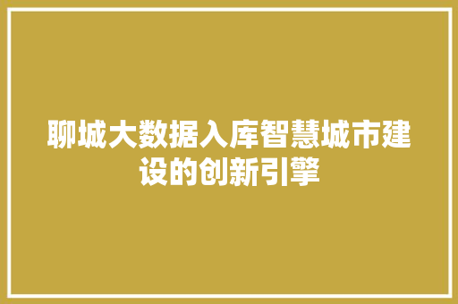 聊城大数据入库智慧城市建设的创新引擎
