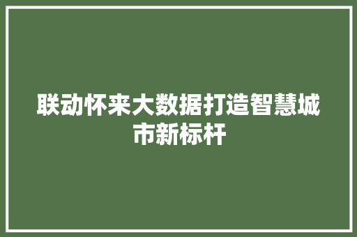 联动怀来大数据打造智慧城市新标杆