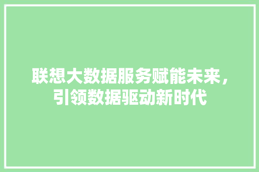 联想大数据服务赋能未来，引领数据驱动新时代
