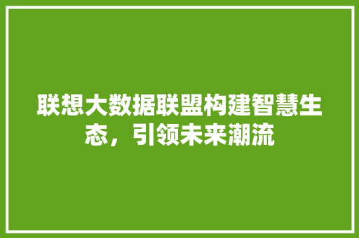 联想大数据联盟构建智慧生态，引领未来潮流