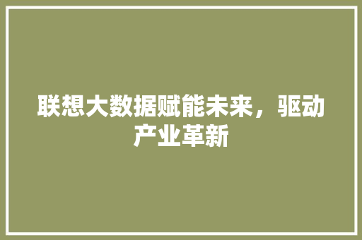 联想大数据赋能未来，驱动产业革新
