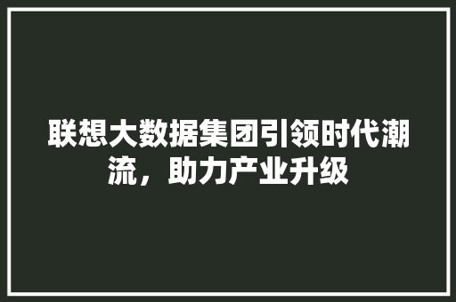 联想大数据集团引领时代潮流，助力产业升级