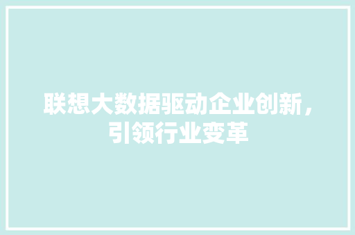 联想大数据驱动企业创新，引领行业变革