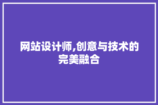 网站设计师,创意与技术的完美融合