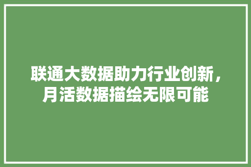 联通大数据助力行业创新，月活数据描绘无限可能
