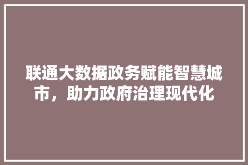 联通大数据政务赋能智慧城市，助力政府治理现代化