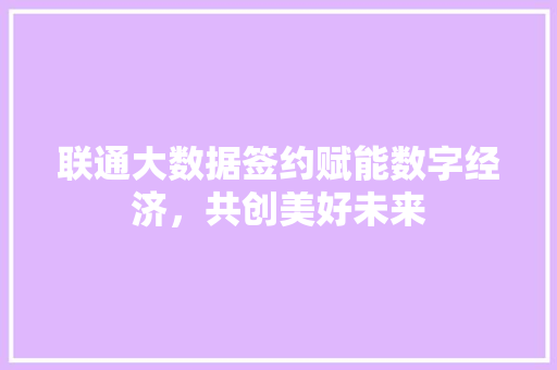 联通大数据签约赋能数字经济，共创美好未来