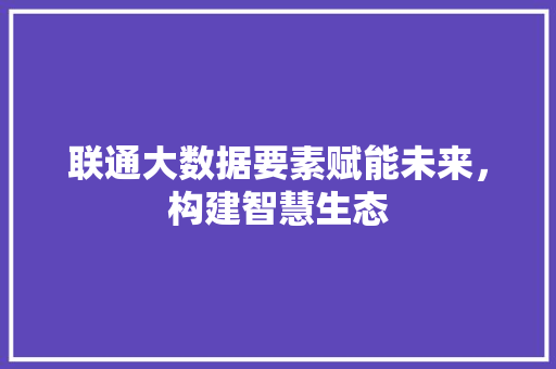联通大数据要素赋能未来，构建智慧生态