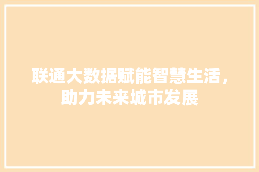 联通大数据赋能智慧生活，助力未来城市发展