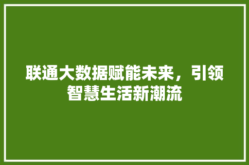 联通大数据赋能未来，引领智慧生活新潮流