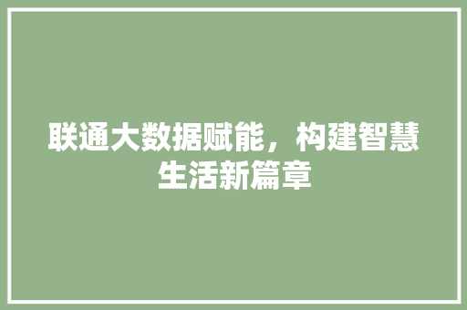 联通大数据赋能，构建智慧生活新篇章