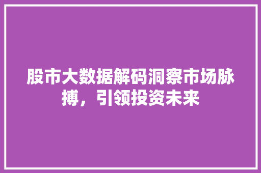 股市大数据解码洞察市场脉搏，引领投资未来