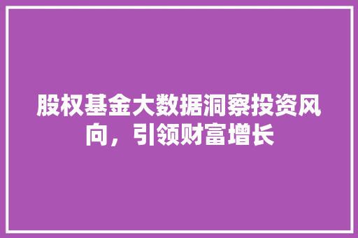 股权基金大数据洞察投资风向，引领财富增长
