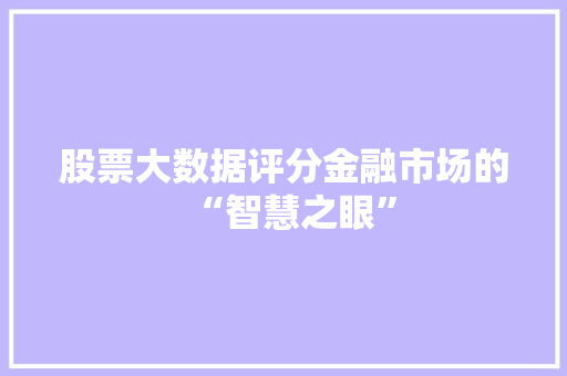 股票大数据评分金融市场的“智慧之眼”