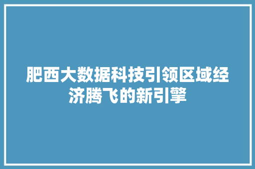 肥西大数据科技引领区域经济腾飞的新引擎