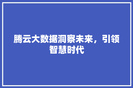 腾云大数据洞察未来，引领智慧时代