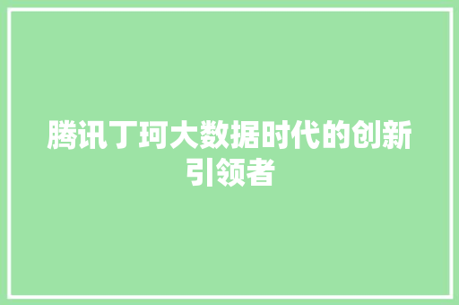 腾讯丁珂大数据时代的创新引领者