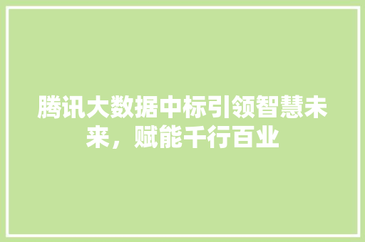 腾讯大数据中标引领智慧未来，赋能千行百业