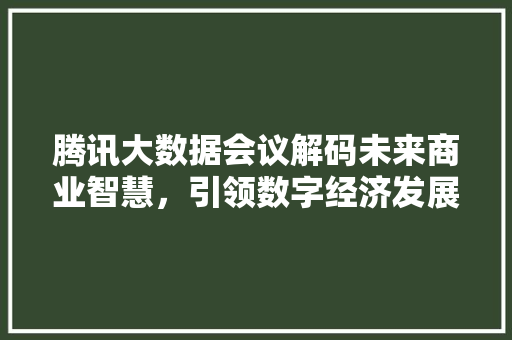 腾讯大数据会议解码未来商业智慧，引领数字经济发展新篇章