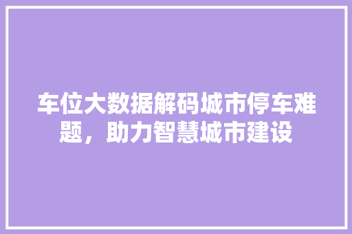 车位大数据解码城市停车难题，助力智慧城市建设