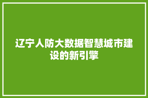 辽宁人防大数据智慧城市建设的新引擎