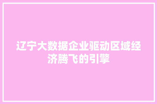 辽宁大数据企业驱动区域经济腾飞的引擎