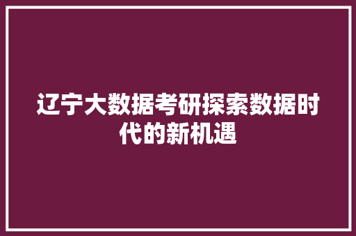 辽宁大数据考研探索数据时代的新机遇