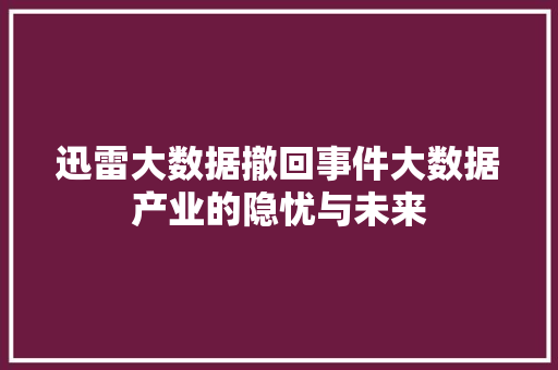 迅雷大数据撤回事件大数据产业的隐忧与未来