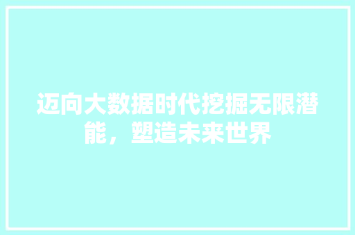 迈向大数据时代挖掘无限潜能，塑造未来世界
