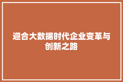 迎合大数据时代企业变革与创新之路