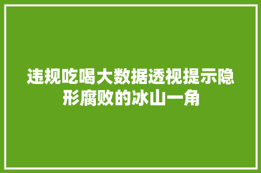 违规吃喝大数据透视提示隐形腐败的冰山一角