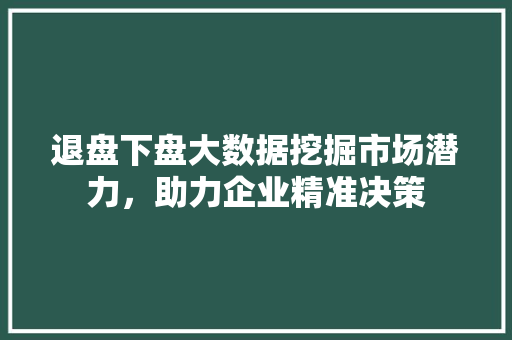 退盘下盘大数据挖掘市场潜力，助力企业精准决策