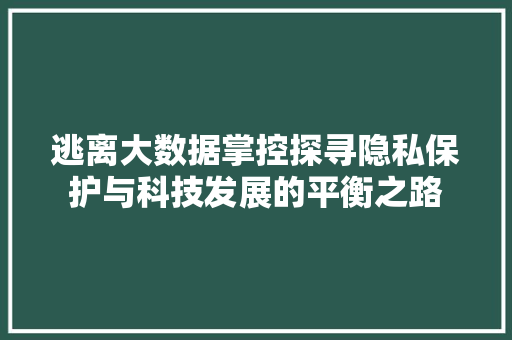 逃离大数据掌控探寻隐私保护与科技发展的平衡之路