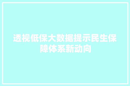 透视低保大数据提示民生保障体系新动向