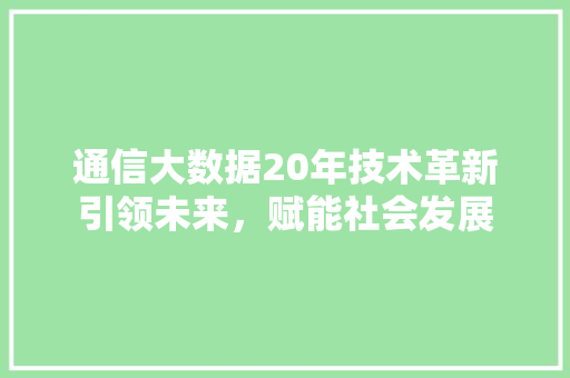 通信大数据20年技术革新引领未来，赋能社会发展