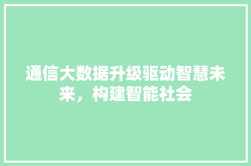 通信大数据升级驱动智慧未来，构建智能社会