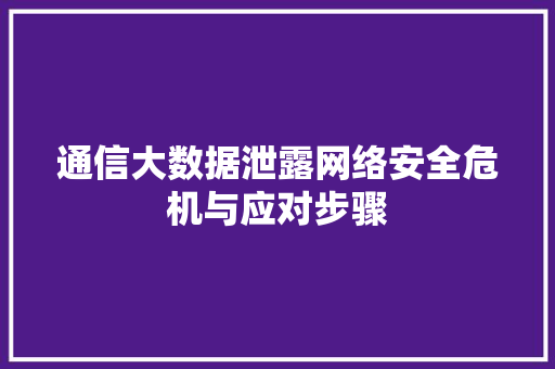 通信大数据泄露网络安全危机与应对步骤