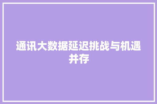 通讯大数据延迟挑战与机遇并存