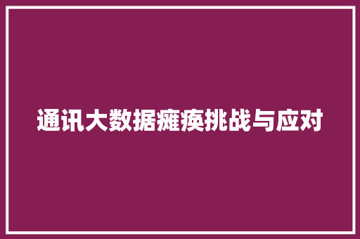 通讯大数据瘫痪挑战与应对