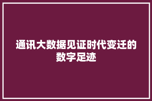 通讯大数据见证时代变迁的数字足迹