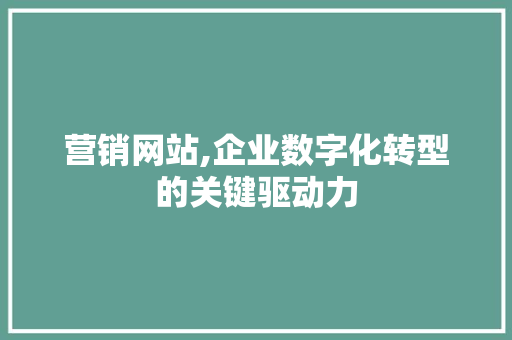 营销网站,企业数字化转型的关键驱动力