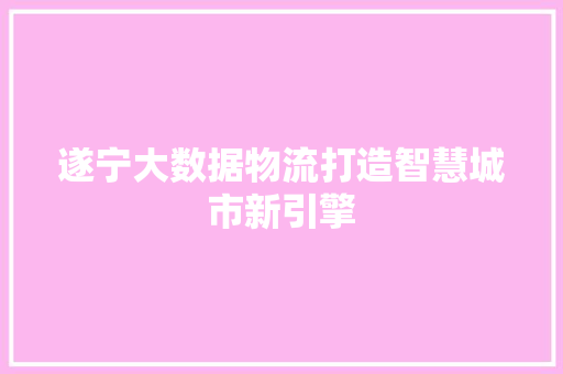 遂宁大数据物流打造智慧城市新引擎 Web前端