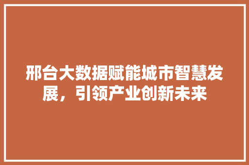 邢台大数据赋能城市智慧发展，引领产业创新未来