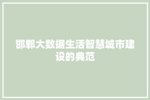 邯郸大数据生活智慧城市建设的典范