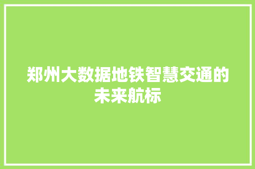 郑州大数据地铁智慧交通的未来航标