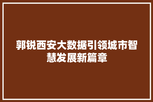 郭锐西安大数据引领城市智慧发展新篇章