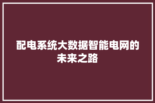 配电系统大数据智能电网的未来之路