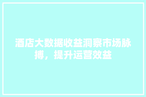 酒店大数据收益洞察市场脉搏，提升运营效益