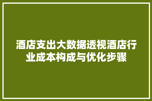 酒店支出大数据透视酒店行业成本构成与优化步骤
