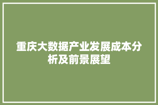 重庆大数据产业发展成本分析及前景展望